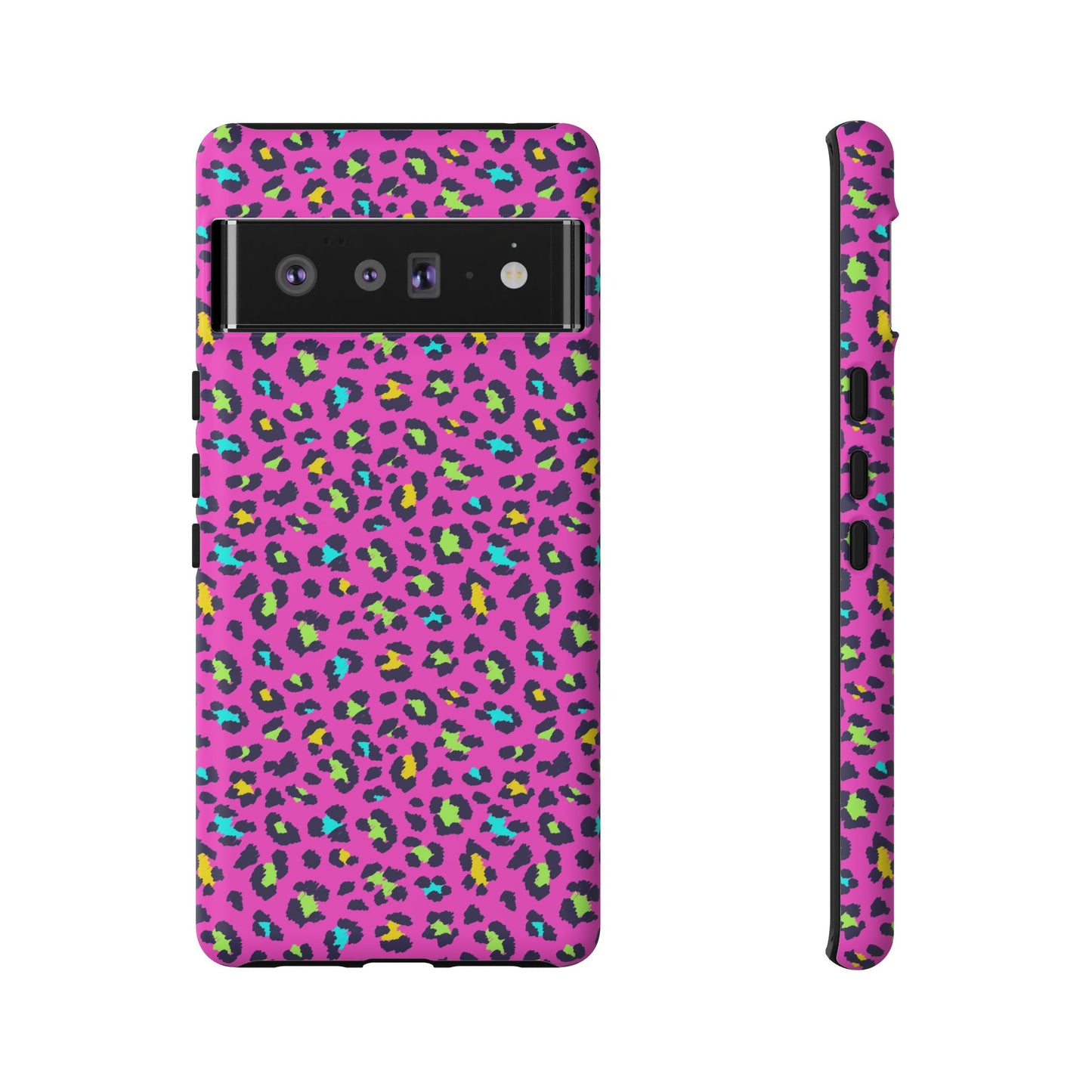 Funda resistente para teléfono Google Pink Neon Leopard: protector con estampado animal brillante