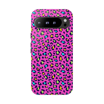 Funda resistente para teléfono Google Pink Neon Leopard: protector con estampado animal brillante