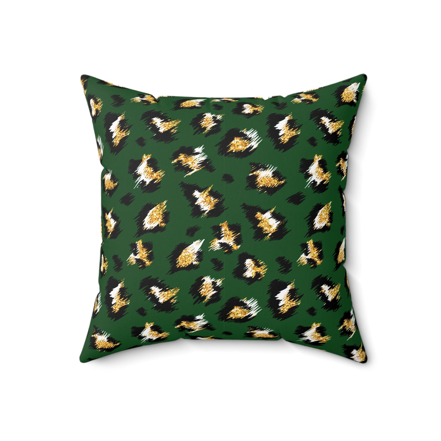 Green Leopard Print Decorative Pillow — Animal Print Accent Cushion