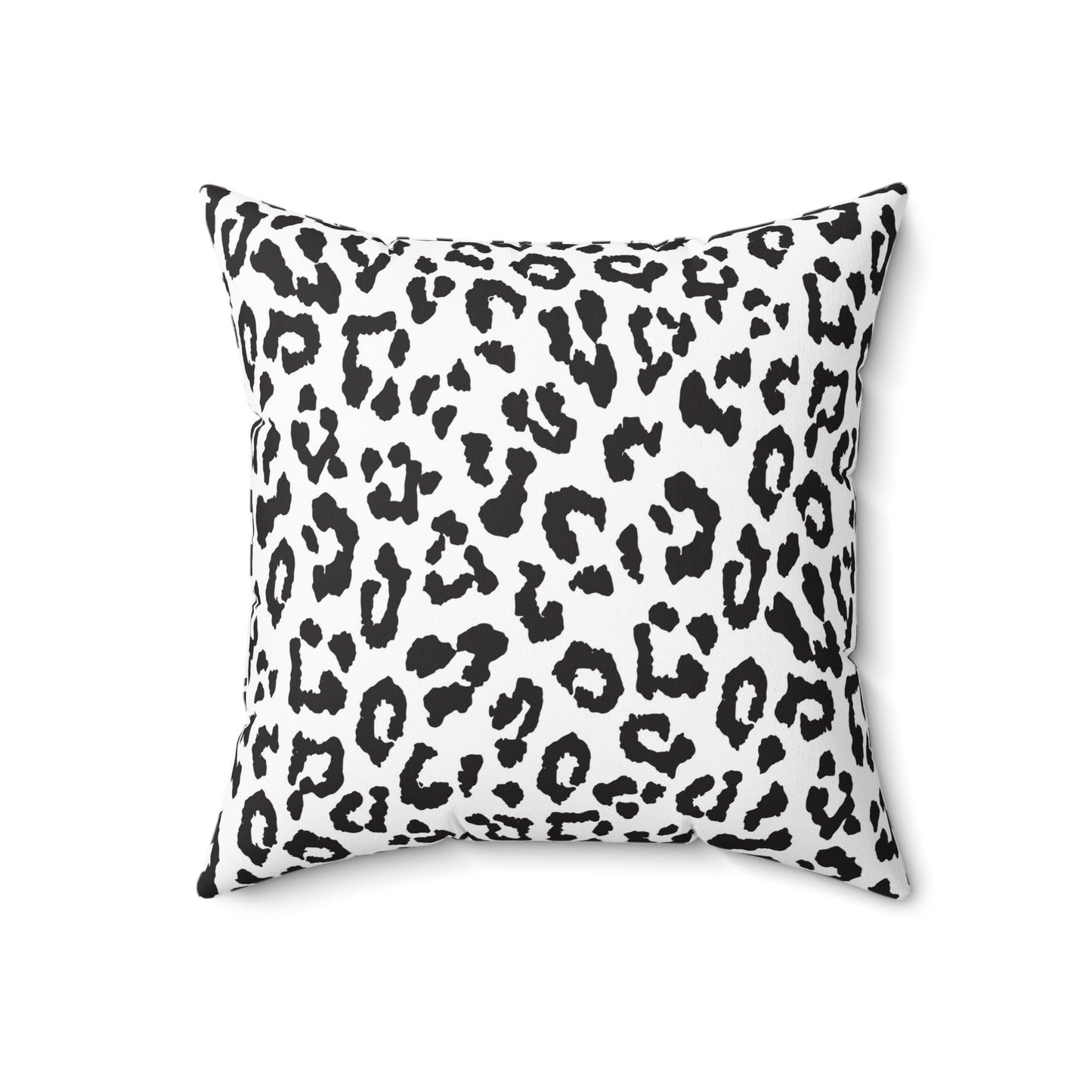Black & White Leopard Print Square Pillow — Animal Print Decorative Throw Pillow