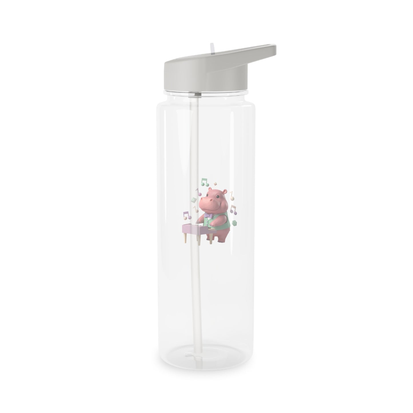 Hippo Piano Kinder-Trinkflasche aus Tritan – Niedliche musikalische Trinkflasche mit Strohhalm für Schule und Reisen