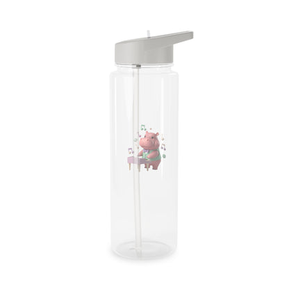 Hippo Piano Kinder-Trinkflasche aus Tritan – Niedliche musikalische Trinkflasche mit Strohhalm für Schule und Reisen