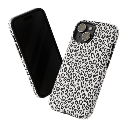 iPhone Leopard Print Tough Phone Case - Black & White Protective Cover