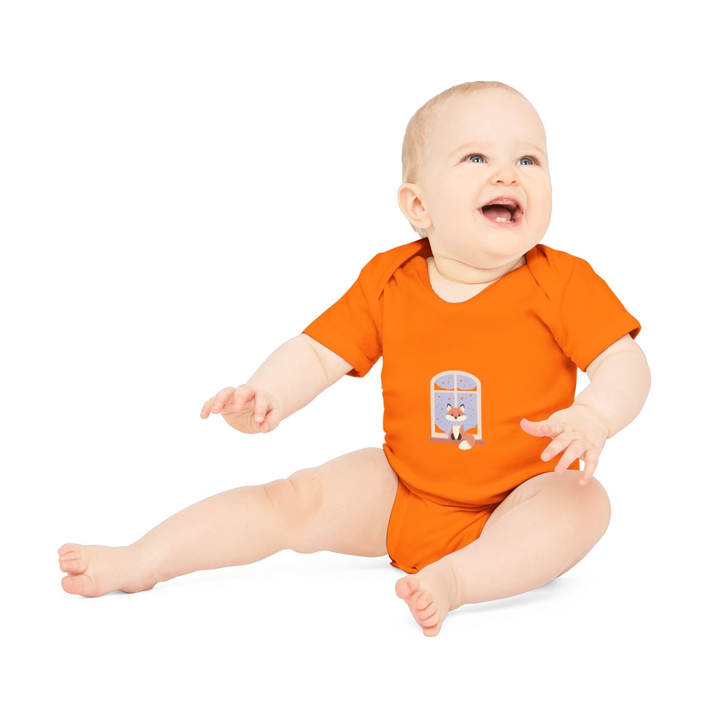 Baby Bodysuit — Cozy Fox by the Window Organic Short Sleeve Baby Onesie