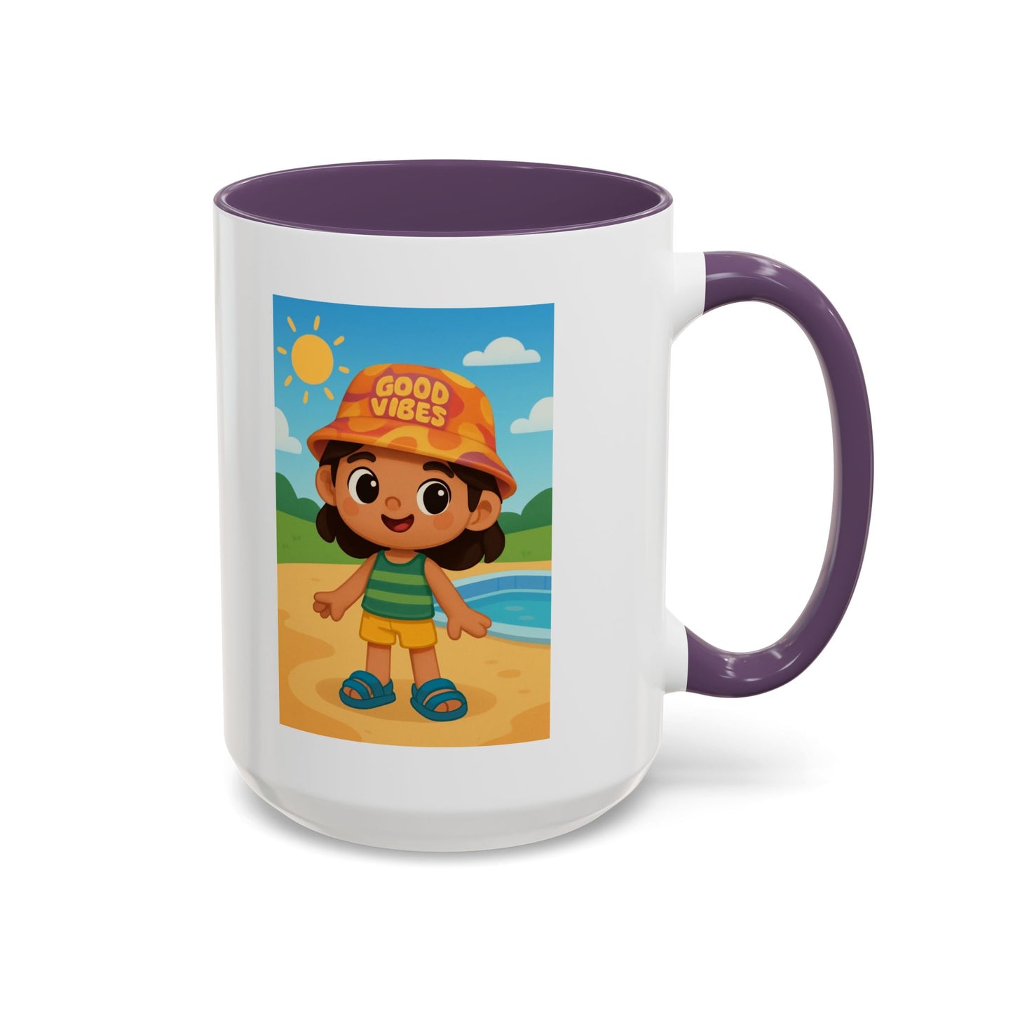 Good Vibes Beach Kid Mug — Accent Coffee Mug (11/15oz)