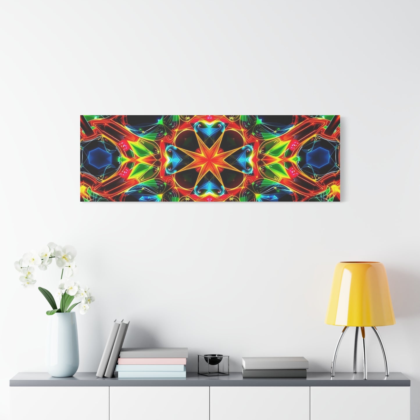 Kaleidoscope Neon Mandala Matte Canvas