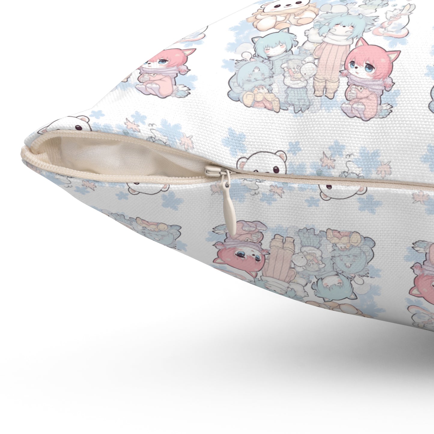 Niedliches, pastellfarbenes Plüschkissen – Dekokissen mit Kawaii-Tiermuster