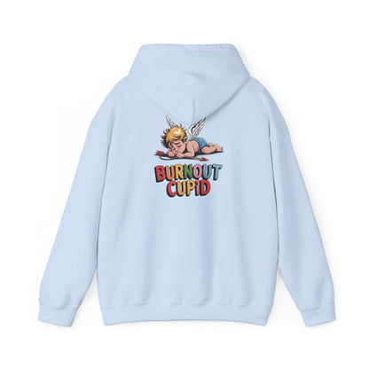 Burnout Cupid Hoodie — Cute Tired Cupid Graphic Pullover