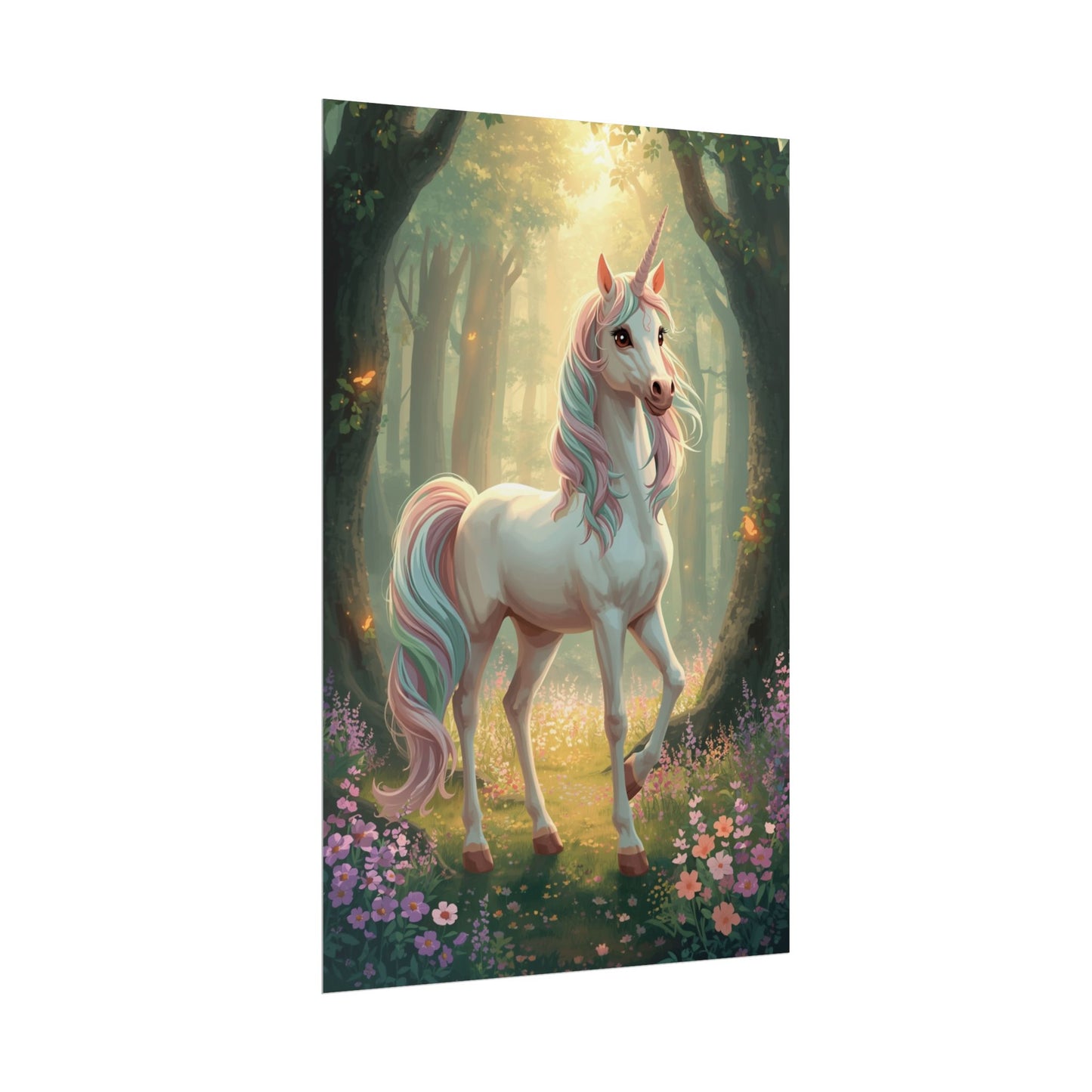 Unicorn Forest Poster — Magical Pastel Unicorn Wall Art