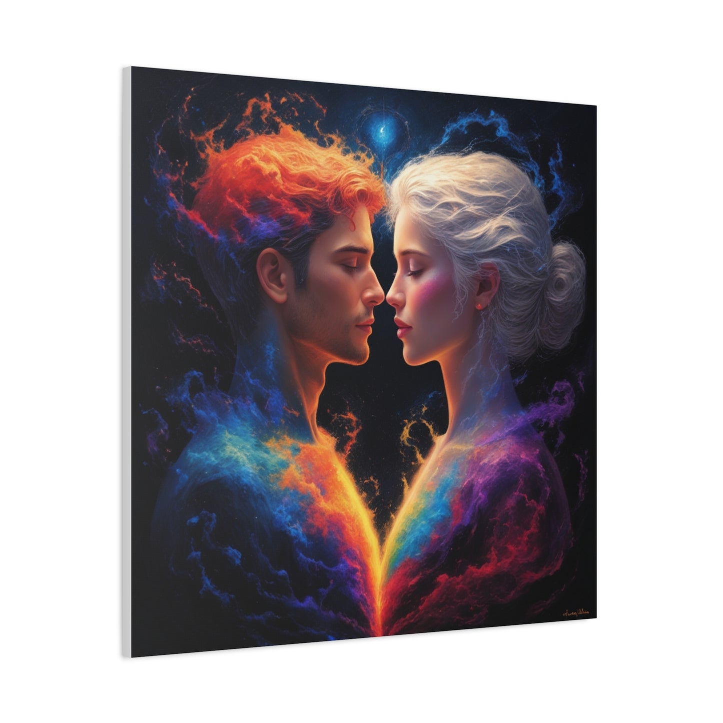 Cosmic Lovers Matte Canvas Art — Fire & Ice Romantic Wall Decor