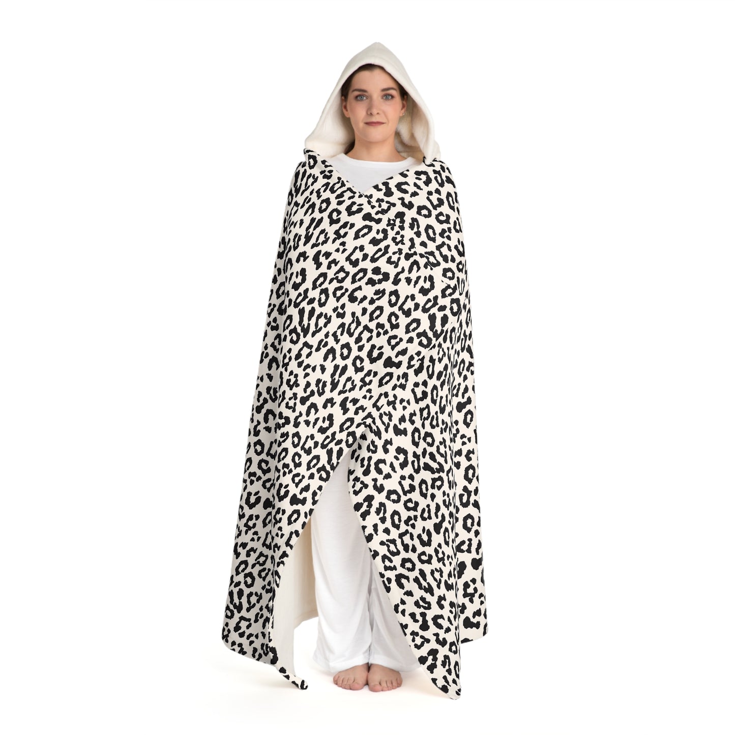 Leopard Sherpa Hooded Blanket – Cozy Fleece Throw with Hood