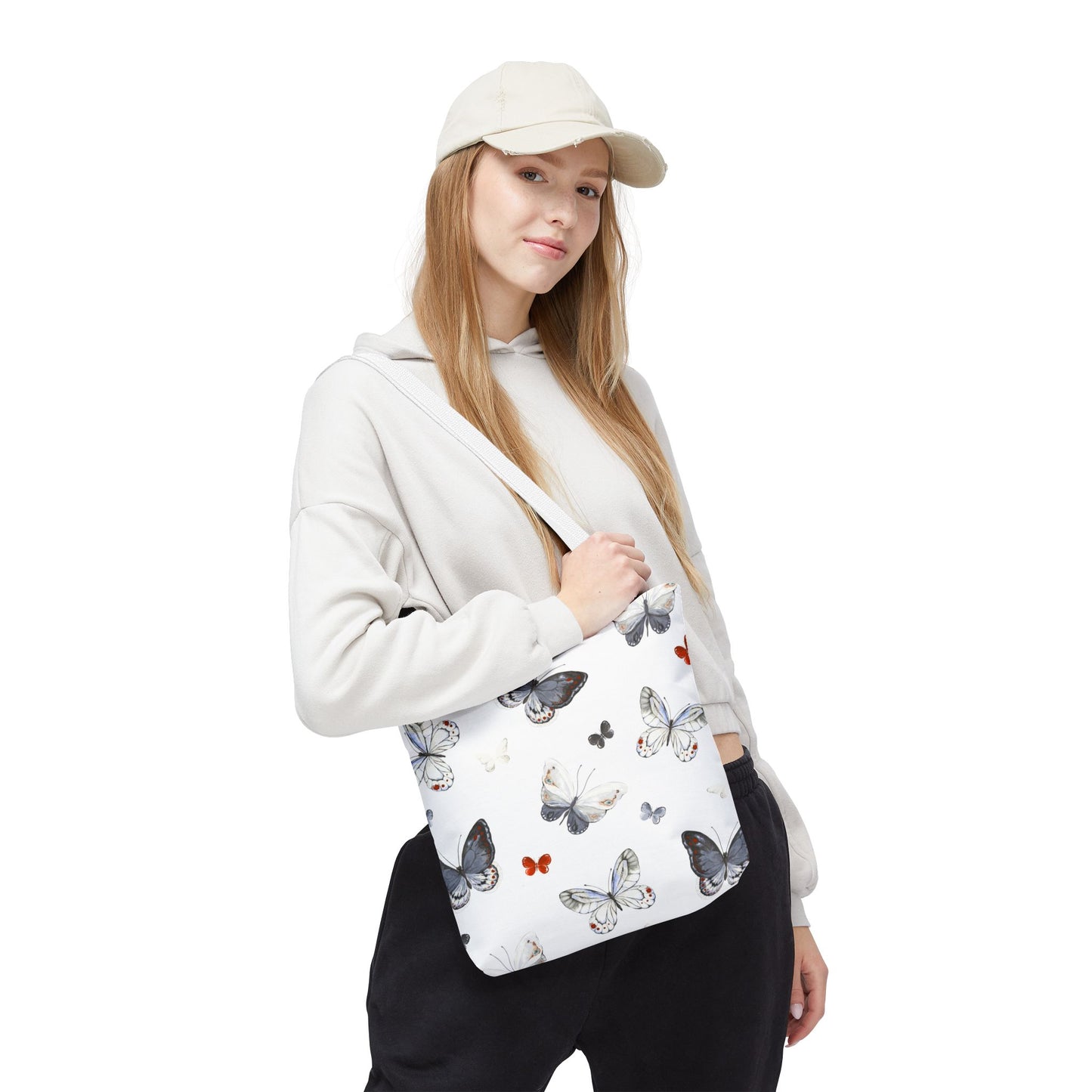 Butterfly Pattern Tote Bag — Lightweight Floral Tote for Everyday Use