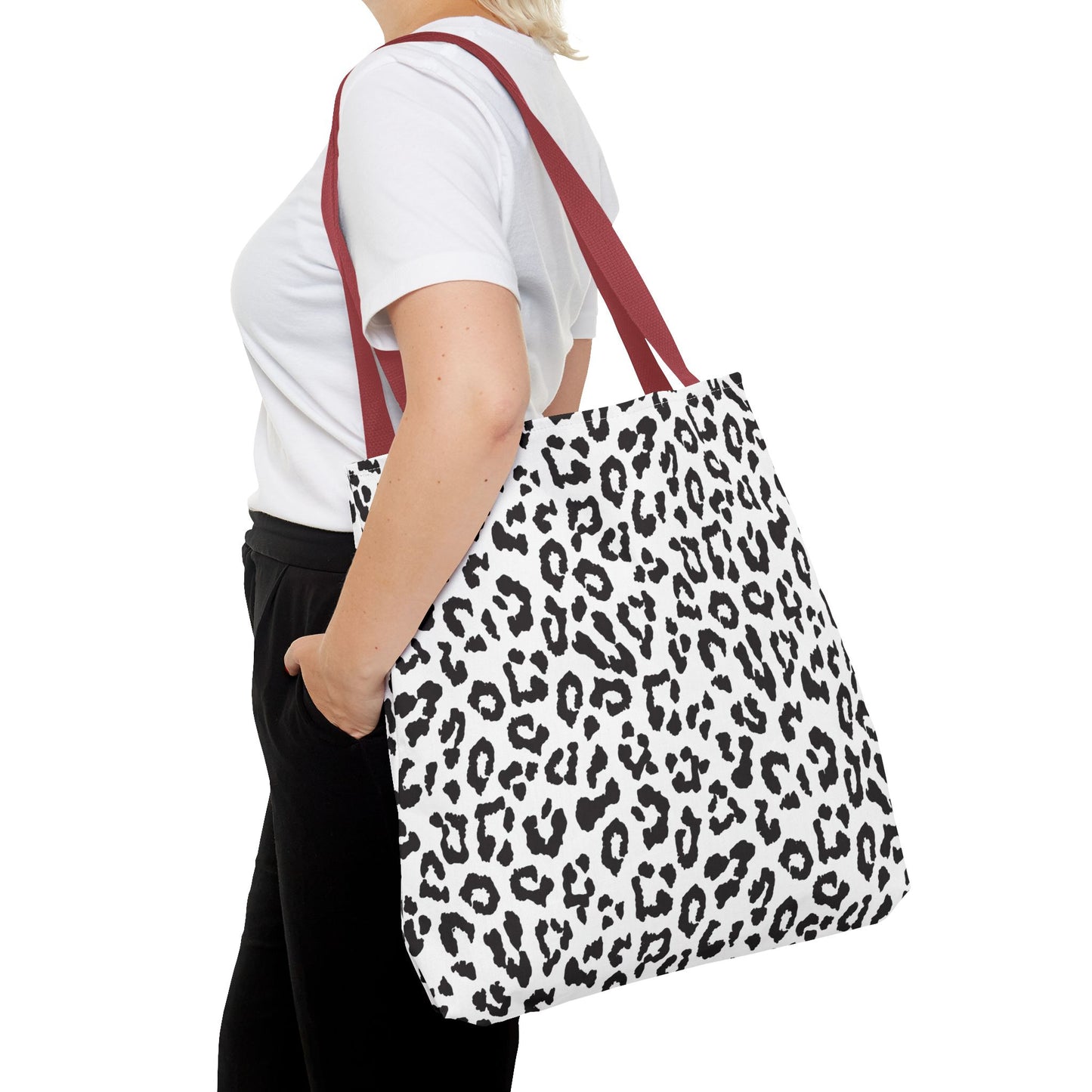 Leopard Print Tote Bag — Black & White All-Over-Print Shopper
