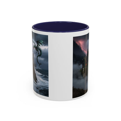Fantasy Dragon Accent Coffee Mug, Unique Coffee Cup, Magical Gift for Dragon Lovers, Birthday Present, Home Decor for Fantasy Fans