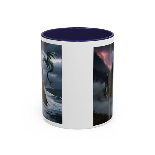 Fantasy Dragon Accent Coffee Mug, Unique Coffee Cup, Magical Gift for Dragon Lovers, Birthday Present, Home Decor for Fantasy Fans