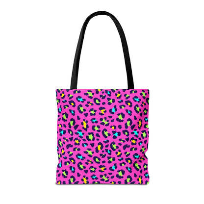 Pink Neon Leopard Print Tote Bag — Bold Animal Print Shopper