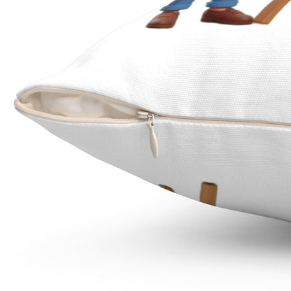 Artist Painting Pillow — Cute Painter Illustration Square Throw Pillow