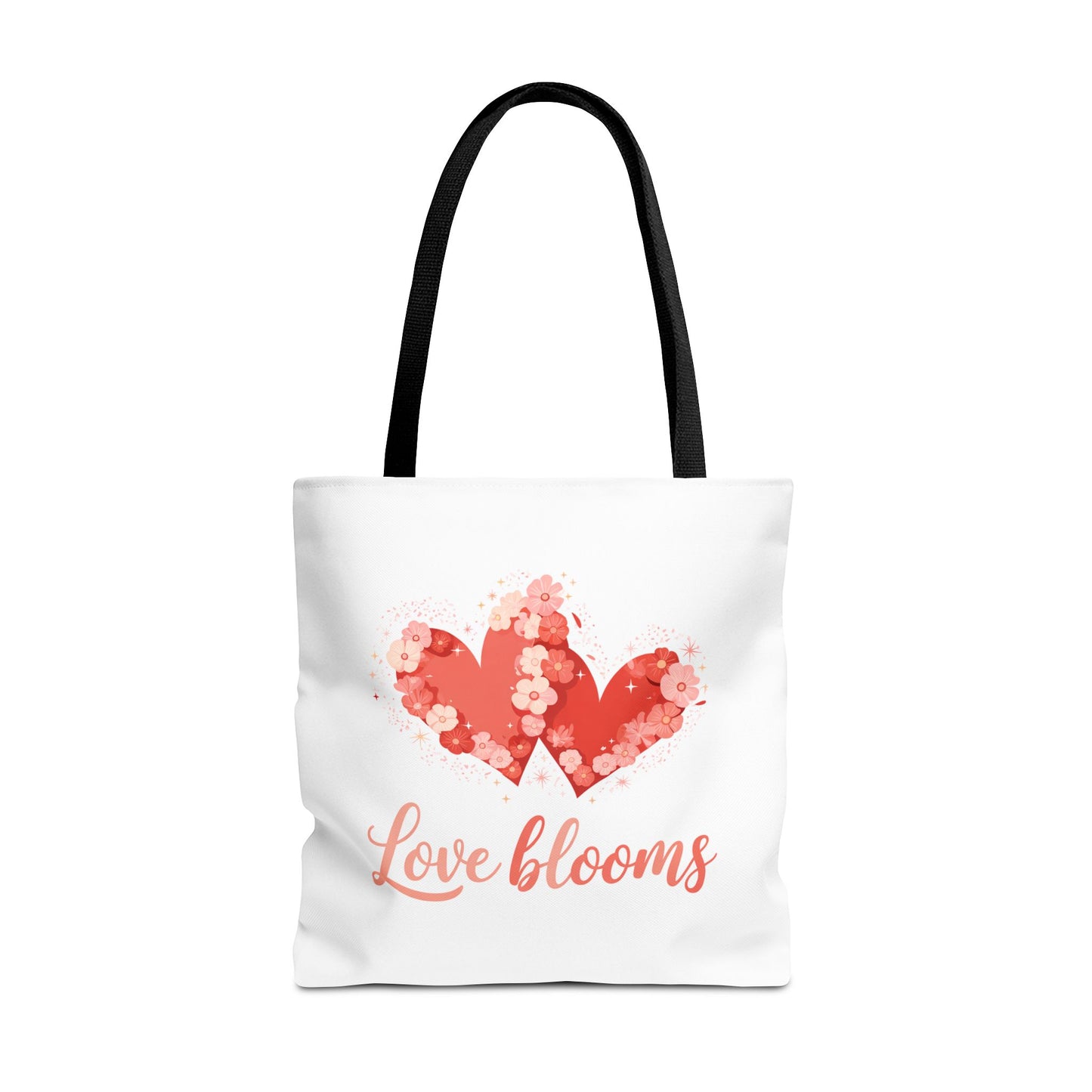 Love Blooms Heart Tote Bag — Floral Valentine Canvas Tote