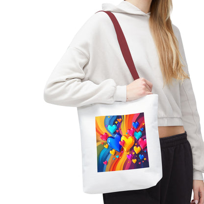 Colorful Heart Burst Tote Bag — Rainbow Love All-Over Print