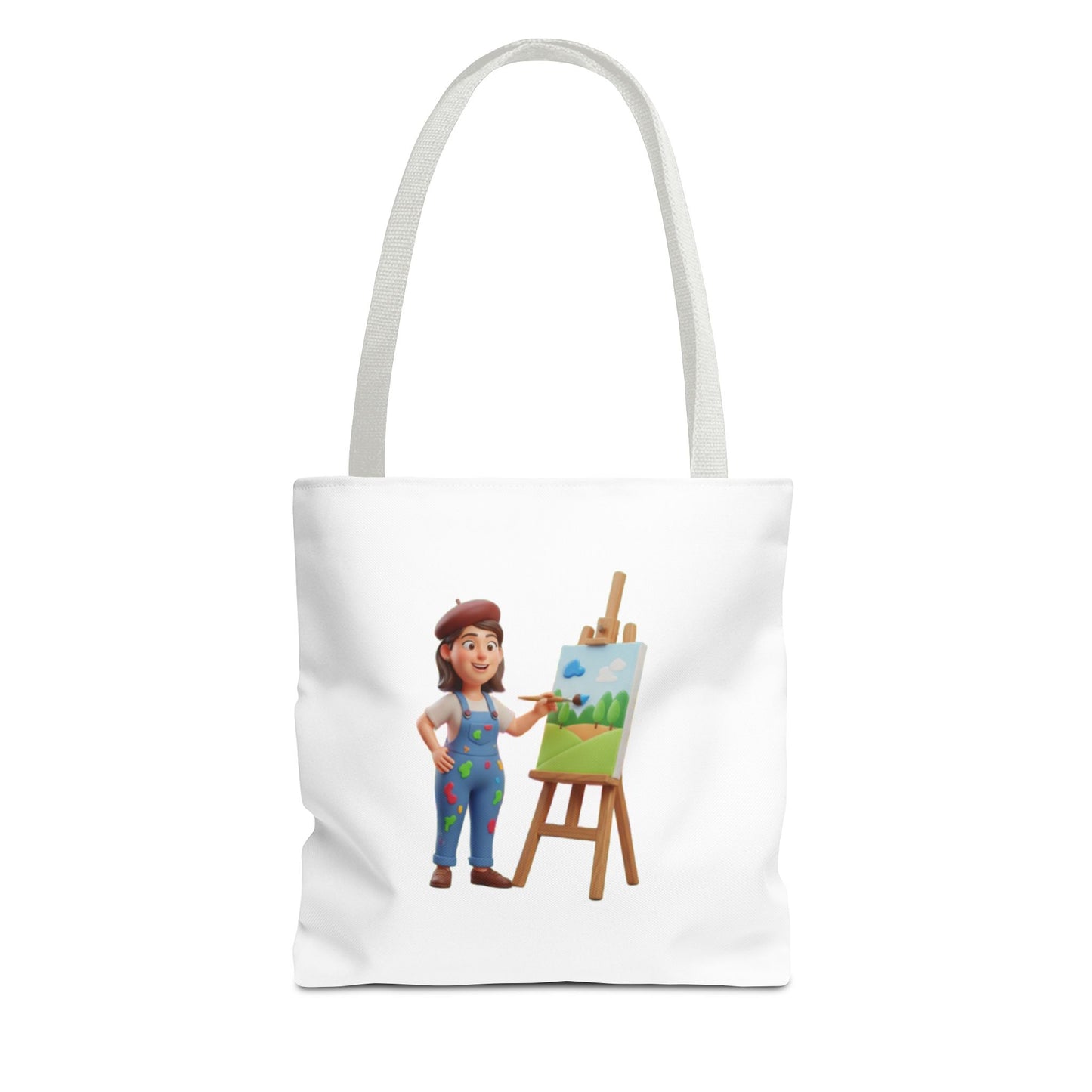 Artist Tote Bag — Painter with Easel Illustrated AOP Tote