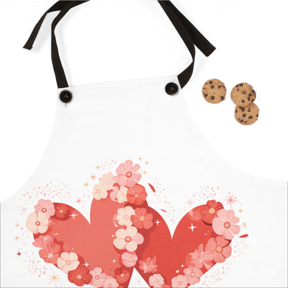 Love Blooms Apron — Floral Heart Kitchen Apron for Valentine’s Day & Gift