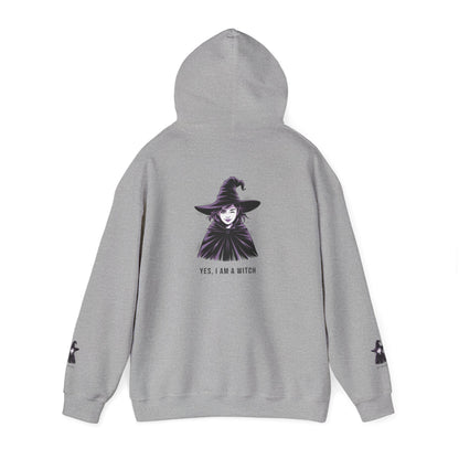 Witch Portrait Hoodie — "Yes, I Am a Witch" Graphic Pullover