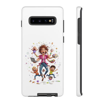 Samsung Mom Life Phone Case — Funny Juggling Mom Illustration Protective Case