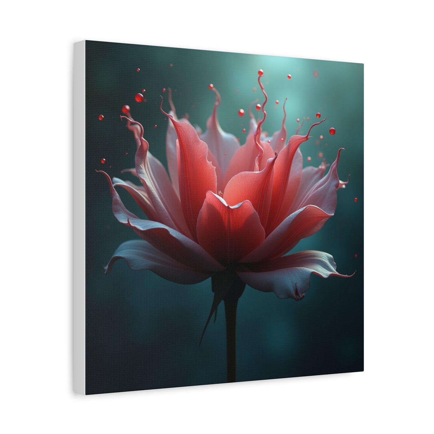 Red Lotus Matte Canvas Wall Art — Stretched 1.25" Floral Print