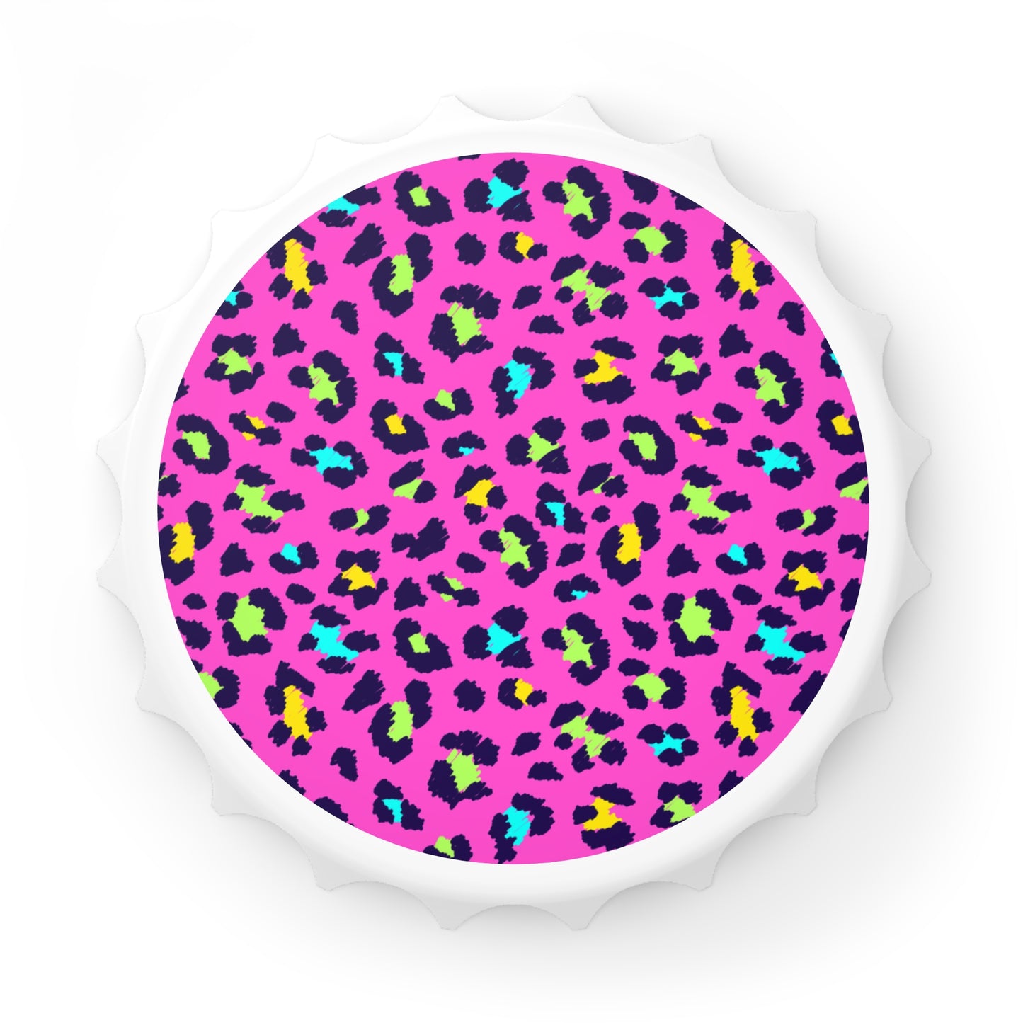 Pink Neon Leopard Bottle Opener – Retro 80s Animal Print Bar Accessory