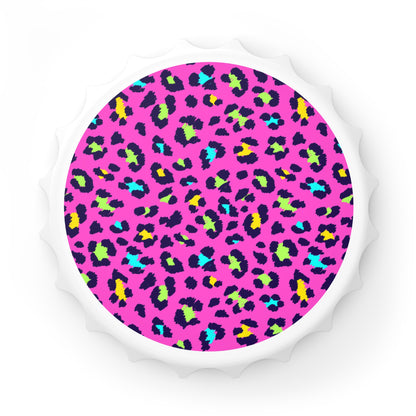 Pink Neon Leopard Bottle Opener – Retro 80s Animal Print Bar Accessory