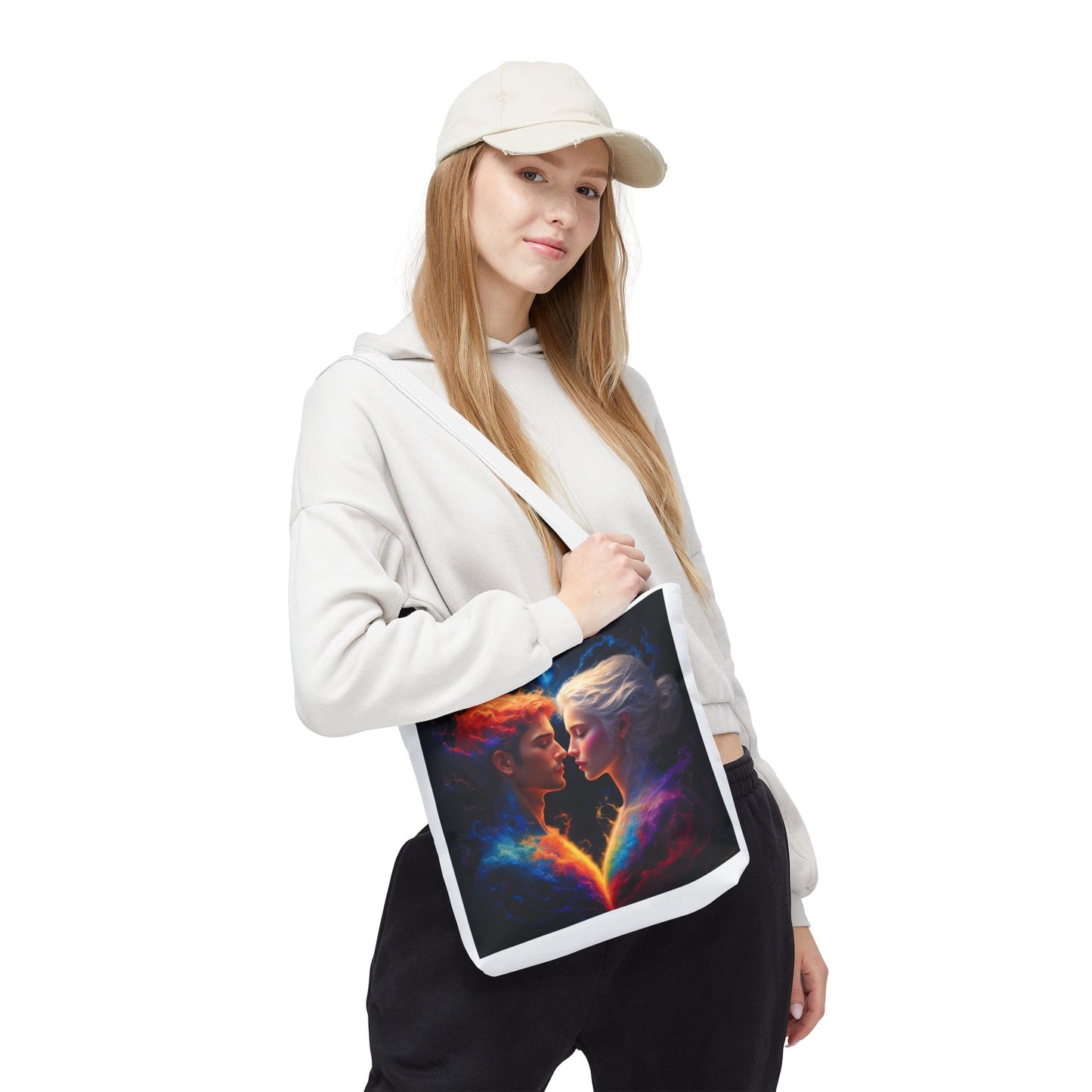 Cosmic Lovers Tote Bag — Fire & Ice Romantic Art AOP