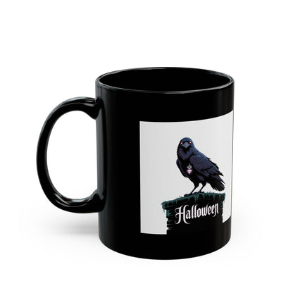 Halloween Raven Black Mug - Perfect for Spooky Season, Unique Gift, Coffee Lover, Holiday Decor, Halloween Enthusiast