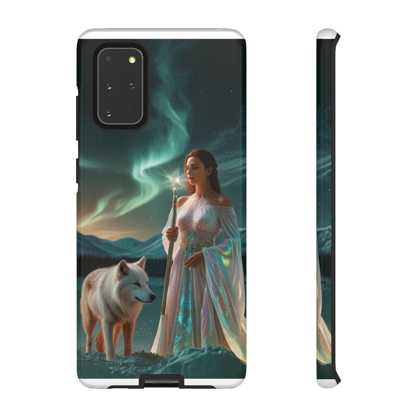Samsung Aurora Guardian Handyhülle – Mystic Woman &amp; Wolf Magic Galaxy Schutz