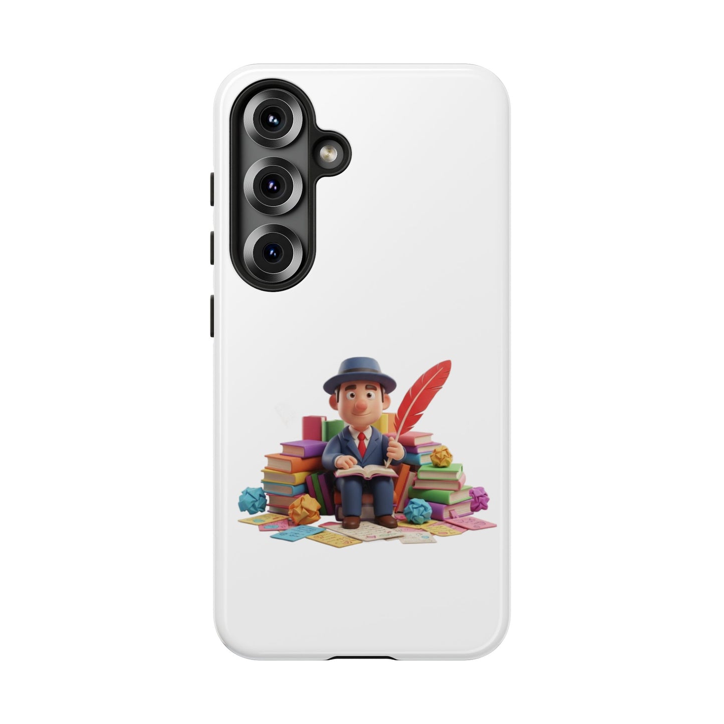 Samsung Bookworm Illustration Phone Case — Cute Scholar with Feather Pen