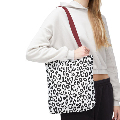 Leopard Print Tote Bag — Black & White All-Over-Print Shopper