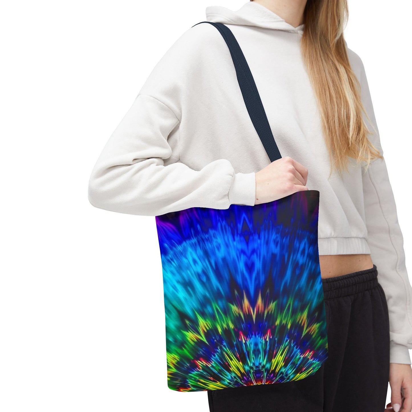 Tie-Dye Kaleidoscope Tote Bag — Vibrant All-Over Print Beach & Market Bag