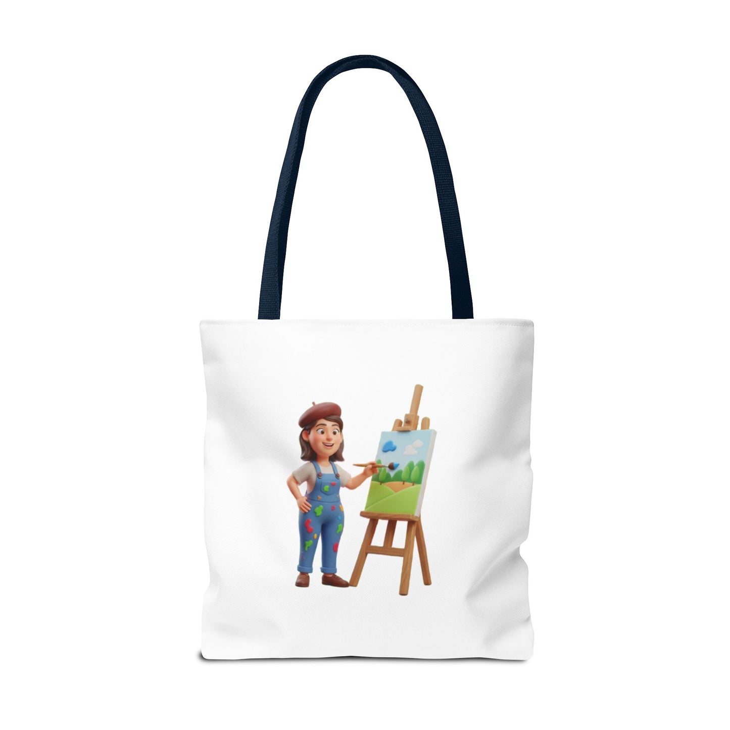Artist Tote Bag — Painter with Easel Illustrated AOP Tote