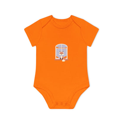 Baby Bodysuit — Cozy Fox by the Window Organic Short Sleeve Baby Onesie