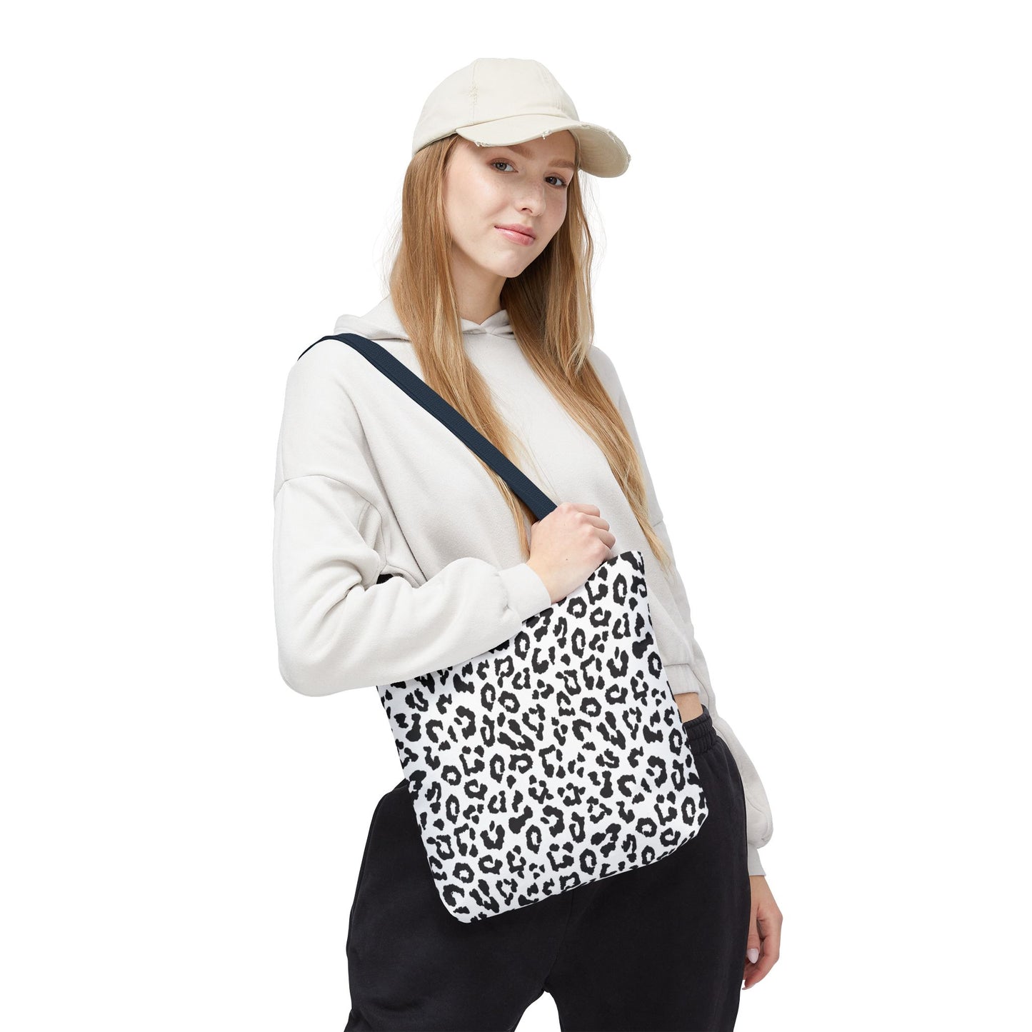 Leopard Print Tote Bag — Black & White All-Over-Print Shopper
