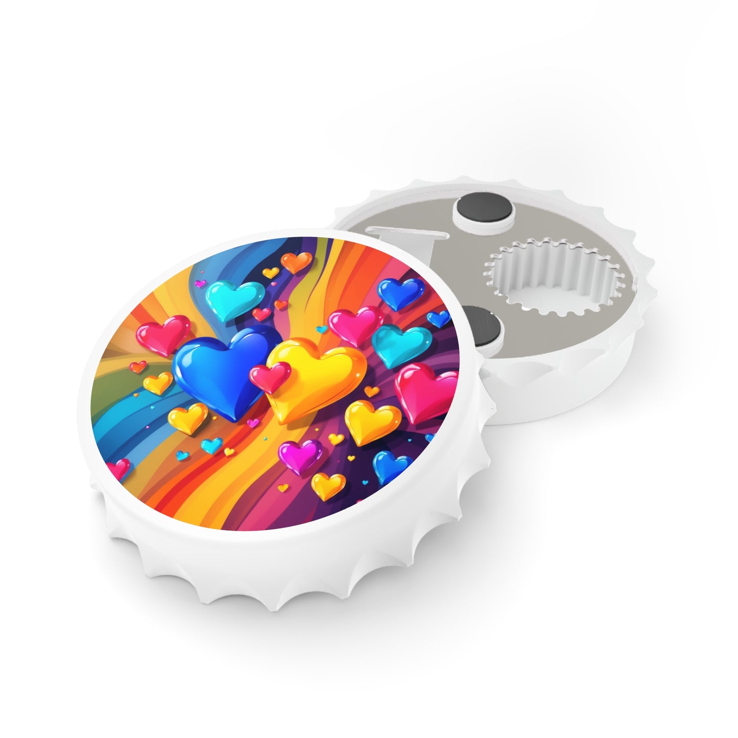 Colorful Heart Bottle Opener — Rainbow Pop Art Keychain Opener