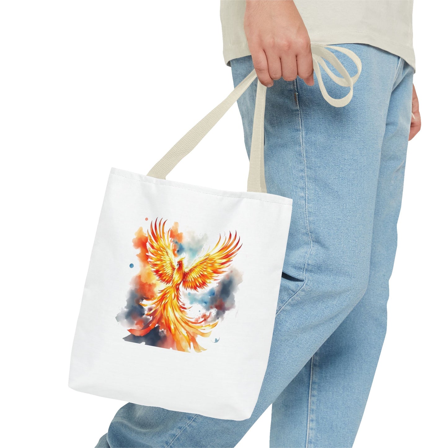 Phoenix Watercolor Tote Bag – Vibrant Rising Bird All-Over Print Tote