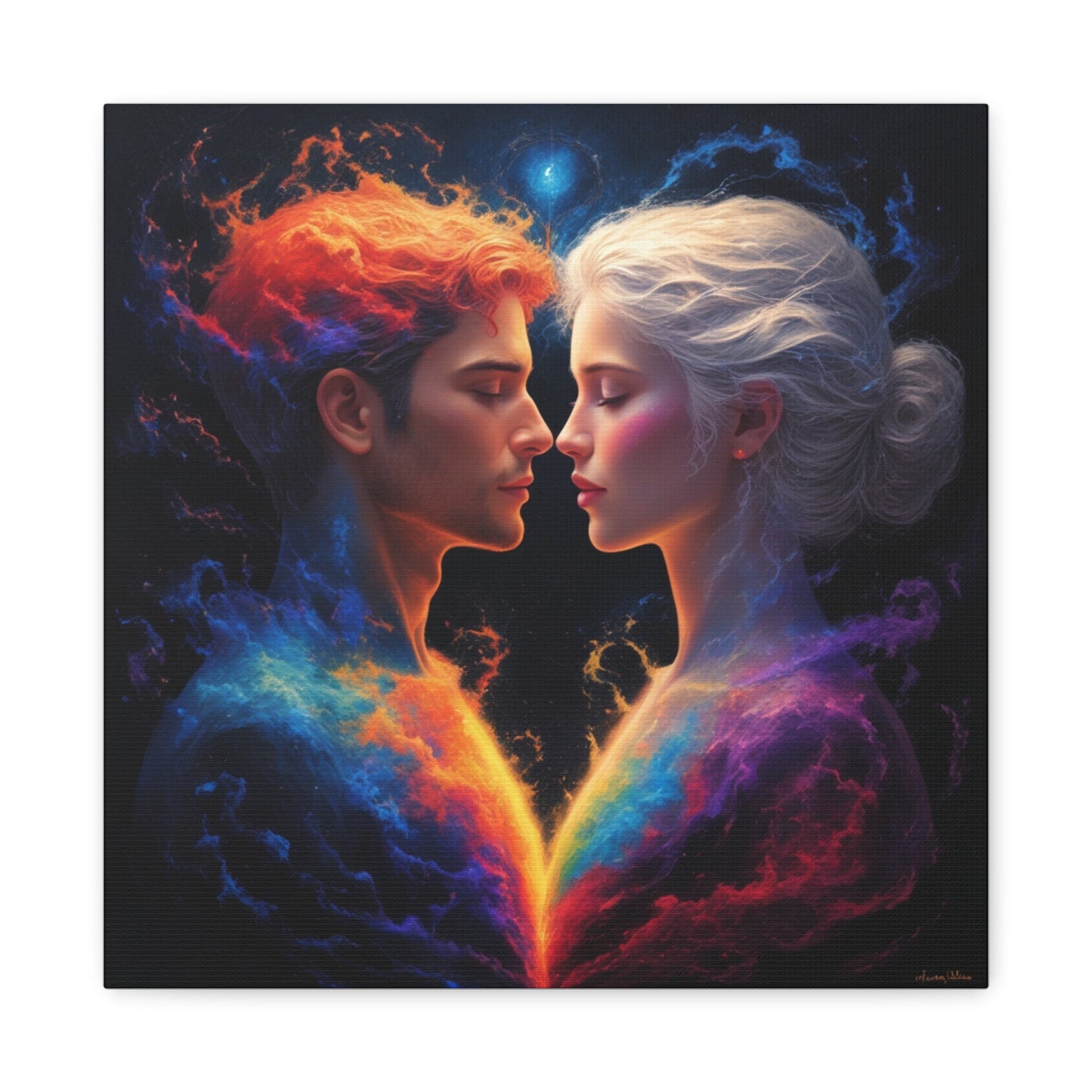 Cosmic Lovers Matte Canvas Art — Fire & Ice Romantic Wall Decor