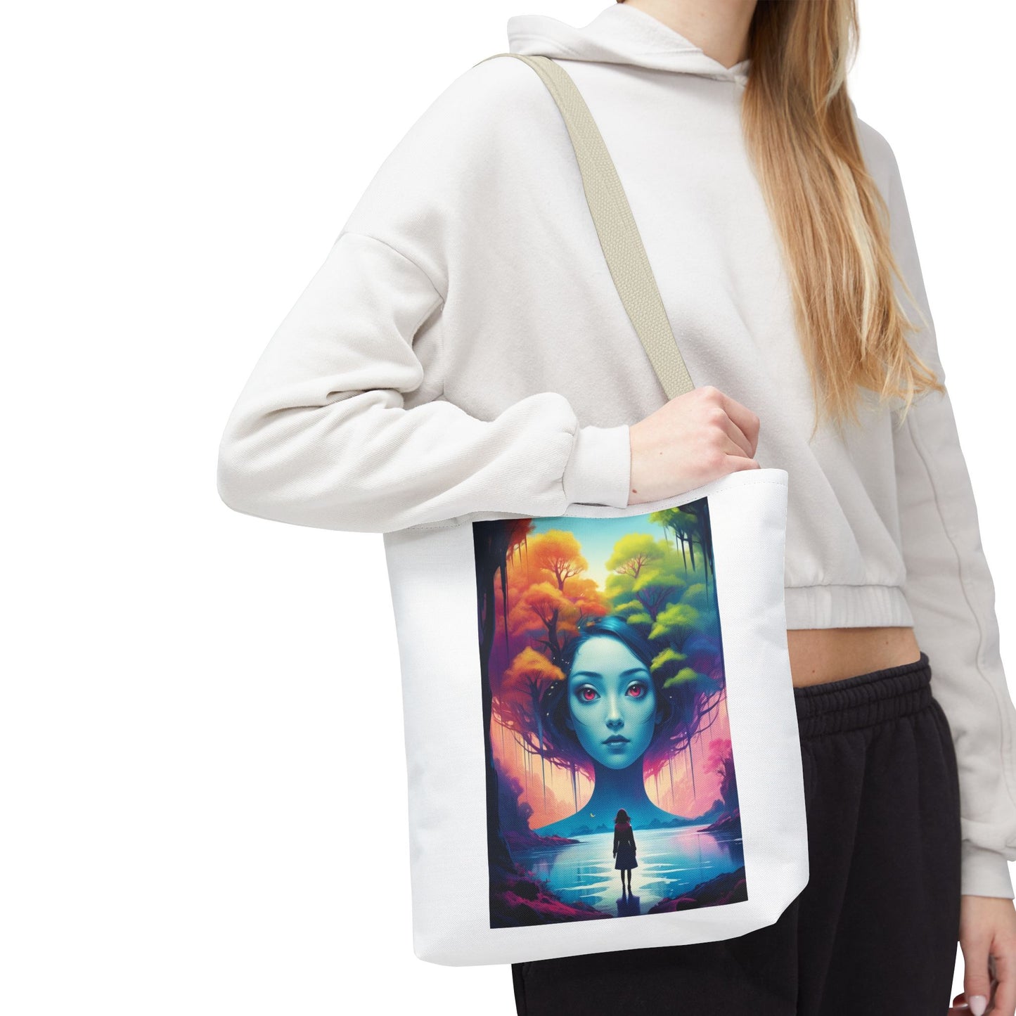 Dreamscape Portrait Tote Bag — Surreal Forest Girl Art