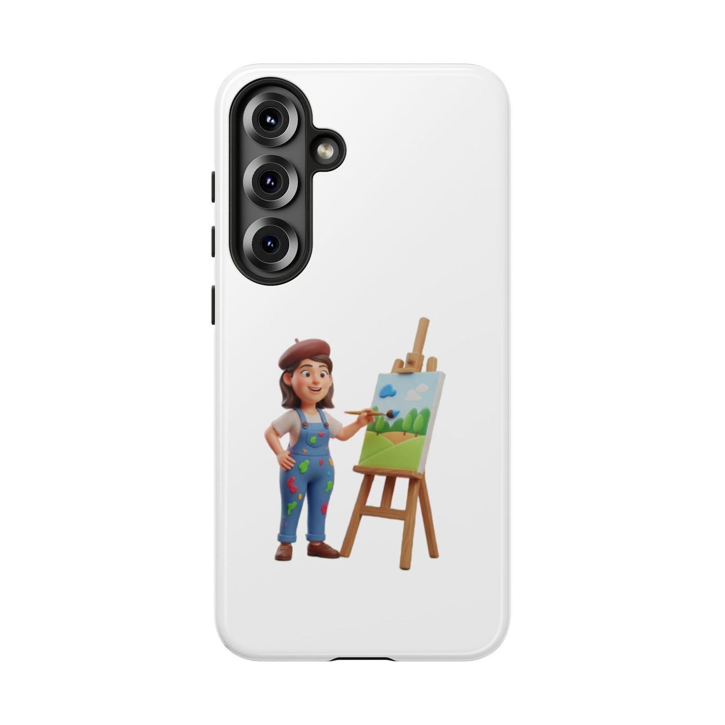 Samsung Handyhülle mit Künstlermotiv – Schutzhülle mit niedlicher Illustration einer Malerin