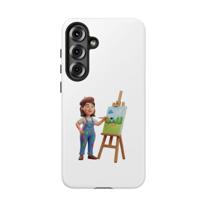 Samsung Handyhülle mit Künstlermotiv – Schutzhülle mit niedlicher Illustration einer Malerin