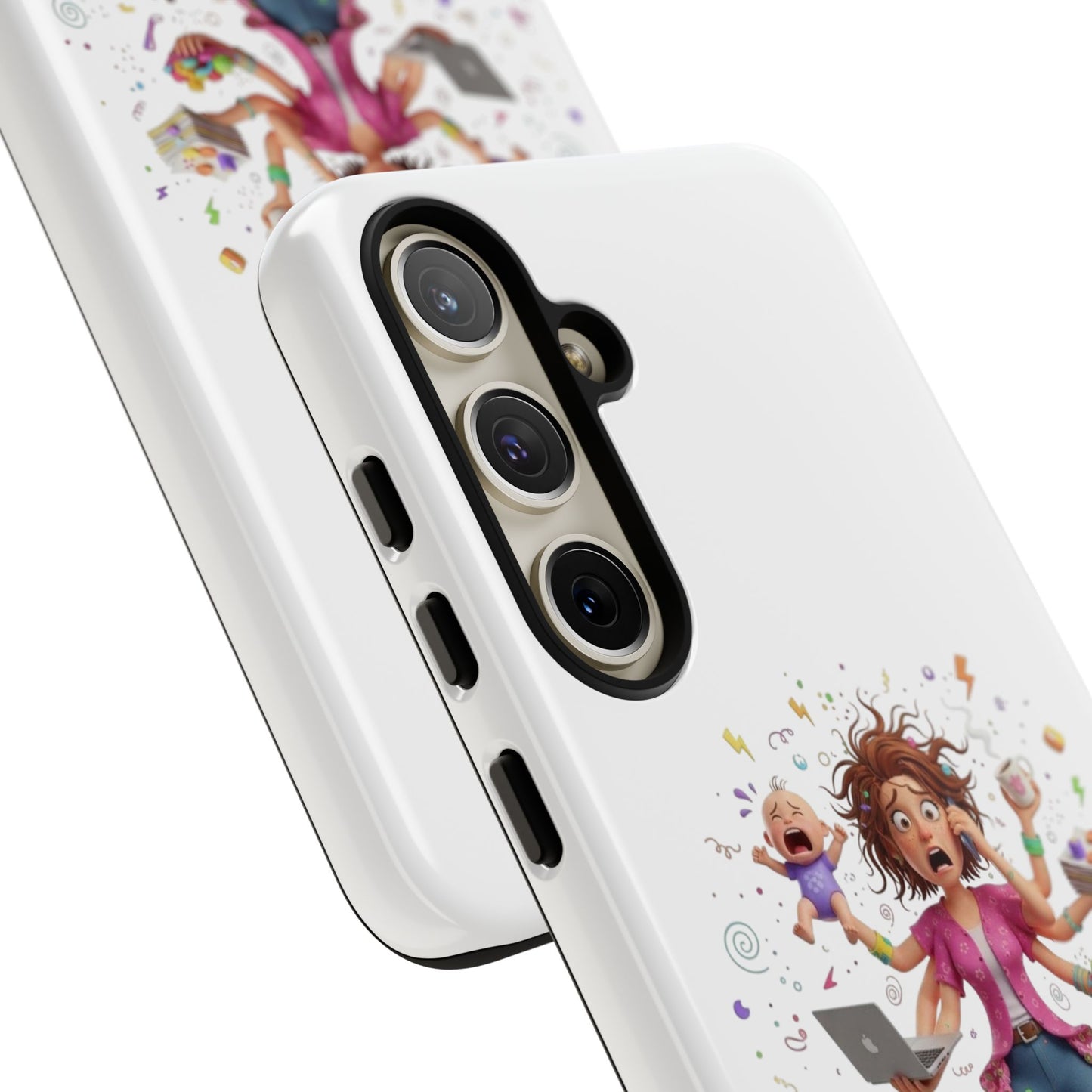 Samsung Mom Life Phone Case — Funny Juggling Mom Illustration Protective Case