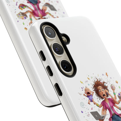 Samsung Mom Life Phone Case — Funny Juggling Mom Illustration Protective Case