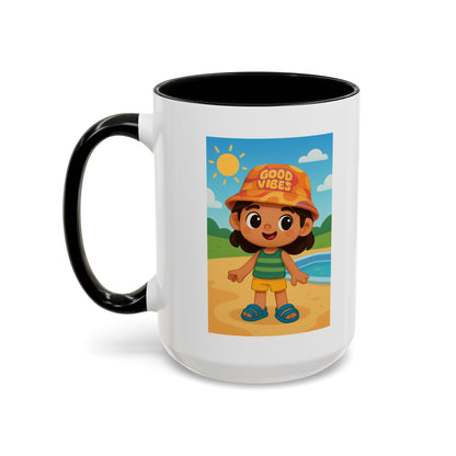 Good Vibes Beach Kid Mug — Accent Coffee Mug (11/15oz)
