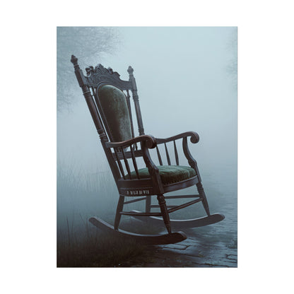 Vintage-Schaukelstuhl-Poster – Stimmungsvolles, nebliges Cottage-Wandbild (gerolltes Poster)