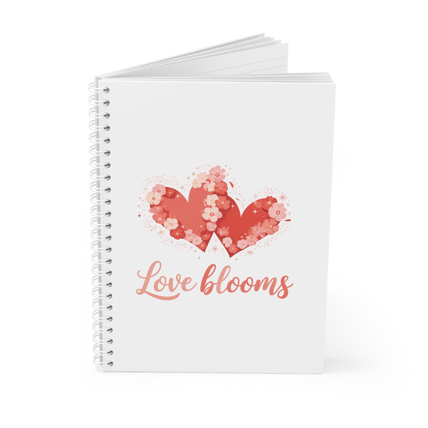 Love Blooms Spiral Notebook — Floral Heart Journal for Valentine's Day & Romantic Notes